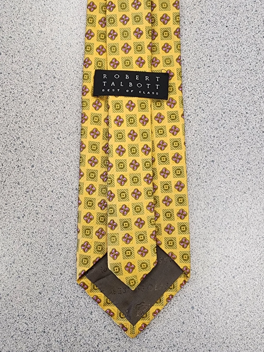 Robert Talbott Best of Class Yellow Silk Geometric Medallion Luxury Men's Tie